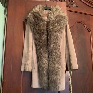 Vintage Suede Jacket with Faux Fur Lapel